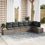 vidaXL Trädgårdsoffset 6 pcs Grå Poly Rattan och Pulverlackerad Stål