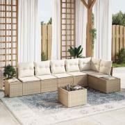 vidaXL Trädgårdsoffset med kudde med lagring 7 pcs Beige, Kräm