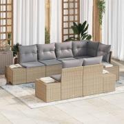 vidaXL Trädgårdsoffset med kudde med lagring 7 pcs Beige och Ljusgrå