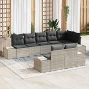 vidaXL Trädgårdsoffset 8 pcs Ljusgrå 319 x 154 x 85 cm Poly rattan