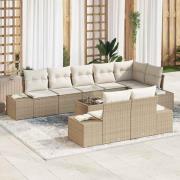 vidaXL Trädgårdsoffset 9 pcs beige och gräddvit 319 x 154 x 85 cm