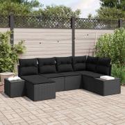 vidaXL Trädgårdsoffset 6 pcs Svart 264 x 154 x 85 cm Poly rattan