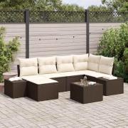 vidaXL Trädgårdsoffset 7 pcs Brun och gräddvit 264 x 154 x 85 cm