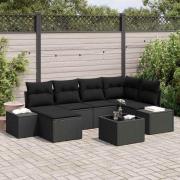 vidaXL Trädgårdsoffset 7 pcs Svart 264 x 154 x 85 cm Poly rattan