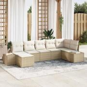 vidaXL Trädgårdsoffset med kudde med lagring 7 pcs Beige Poly rattan