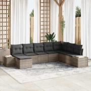 vidaXL Trädgårdsoffset 8 pcs Grå 319 x 209 x 85 cm Poly rattan