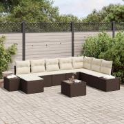 vidaXL Trädgårdsoffset 9 pcs Brun och gräddvit 319 x 209 x 85 cm