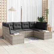 vidaXL Trädgårdsoffset 6 pcs Ljusgrå 234 x 154 x 85 cm Poly rattan
