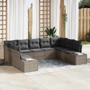 vidaXL Trädgårdsoffset 9 pcs Grå 289 x 209 x 85 cm Poly rattan