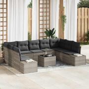 vidaXL Trädgårdsoffset 10 pcs Ljusgrå 289 x 209 x 85 cm Poly rattan