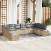 vidaXL Trädgårdsoffset 10 pcs beige och ljusgrå 344 x 209 x 85 cm