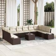 vidaXL Trädgårdsoffset 11 pcs Brun och gräddvit 344 x 209 x 85 cm