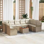 vidaXL Trädgårdsoffset med kudde 10 pcs Beige, Kräm 55 x 55 x 37 cm