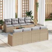 vidaXL Trädgårdsoffset 9 pcs Beige, ljusgrå