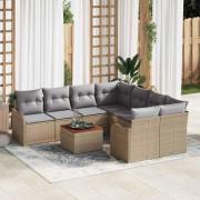 vidaXL Trädgårdsoffset 9 pcs Beige, ljusgrå