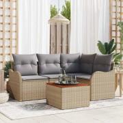 vidaXL Trädgårdsoffset 5 pcs Beige, ljusgrå