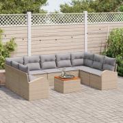vidaXL Trädgårdsoffset 10 pcs Beige, ljusgrå