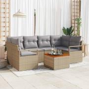 vidaXL Trädgårdsoffset 7 pcs Beige, ljusgrå