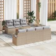 vidaXL Trädgårdsoffset 8 pcs Beige, ljusgrå