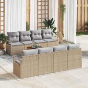 vidaXL Trädgårdsoffset 9 pcs Beige, ljusgrå
