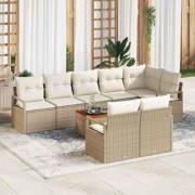 vidaXL Trädgårdsoffset 9 pcs Beige, vit