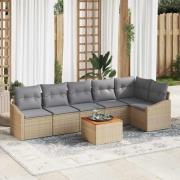 vidaXL Trädgårdsoffset 7 pcs Beige, ljusgrå