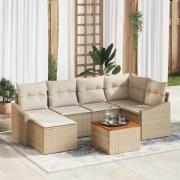 vidaXL Trädgårdsoffset 7 pcs Beige, vit