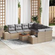vidaXL Trädgårdsoffset 9 pcs Beige, ljusgrå