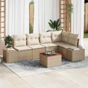 vidaXL Trädgårdsoffset 6 pcs Beige, vit