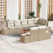vidaXL Trädgårdsoffset 9 pcs Beige, vit