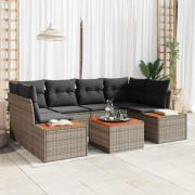 vidaXL Trädgårdsoffset med kudde med lagring 6 pcs Grå Poly rattan