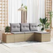 vidaXL Trädgårdsoffset 4 pcs beige och ljusgrå 184 x 62 x 85 cm