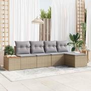 vidaXL Trädgårdsoffset 5 pcs beige och ljusgrå 184 x 62 x 85 cm