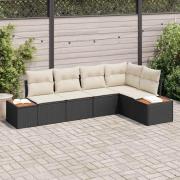 vidaXL Trädgårdsoffset 5 pcs Svart och gräddvit 264 x 154 x 85 cm