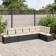 vidaXL Trädgårdsoffset 6 pcs Svart och gräddvit 319 x 154 x 85 cm