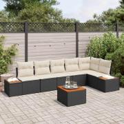 vidaXL Trädgårdsoffset 7 pcs Svart och gräddvit 319 x 154 x 85 cm