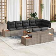 vidaXL Trädgårdsoffset 9 pcs Grå 319 x 154 x 85 cm Poly rattan