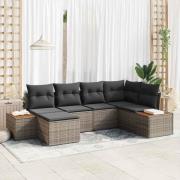 vidaXL Trädgårdsoffset 6 pcs Grå 264 x 154 x 85 cm Poly rattan