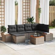 vidaXL Trädgårdsoffset 7 pcs Grå 264 x 154 x 85 cm Poly rattan