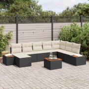 vidaXL Trädgårdsoffset 9 pcs Svart och gräddvit 319 x 209 x 85 cm