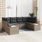 vidaXL Trädgårdsoffset 6 pcs Grå 234 x 154 x 85 cm Poly rattan