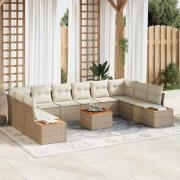 vidaXL Trädgårdsoffset 11 pcs beige och gräddvit 344 x 209 x 85 cm