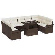 vidaXL Trädgårdsoffset 10 pcs Brun 100 x 55 x 73 cm Poly rattan