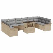 vidaXL Trädgårdsoffset 11 pcs Beige 100 x 55 x 73 cm Poly rattan