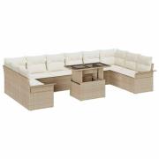 vidaXL Trädgårdsoffset 11 pcs Beige 100 x 55 x 73 cm Poly rattan