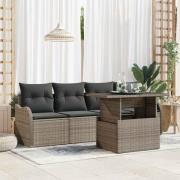 vidaXL Trädgårdsoffset Manuell 5 pcs Grå 100 x 55 x 73 cm Poly rattan