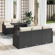 vidaXL Trädgårdsoffset 6 pcs Svart 100 x 55 x 73 cm Poly rattan