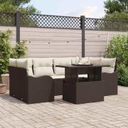 vidaXL Trädgårdsoffset 7 pcs Brun 100 x 55 x 73 cm Poly rattan