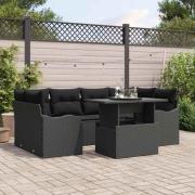 vidaXL Trädgårdsoffset 7 pcs Svart 100 x 55 x 73 cm Poly rattan