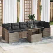 vidaXL Trädgårdsoffset Manuell 8 pcs Grå 100 x 55 x 73 cm Poly rattan